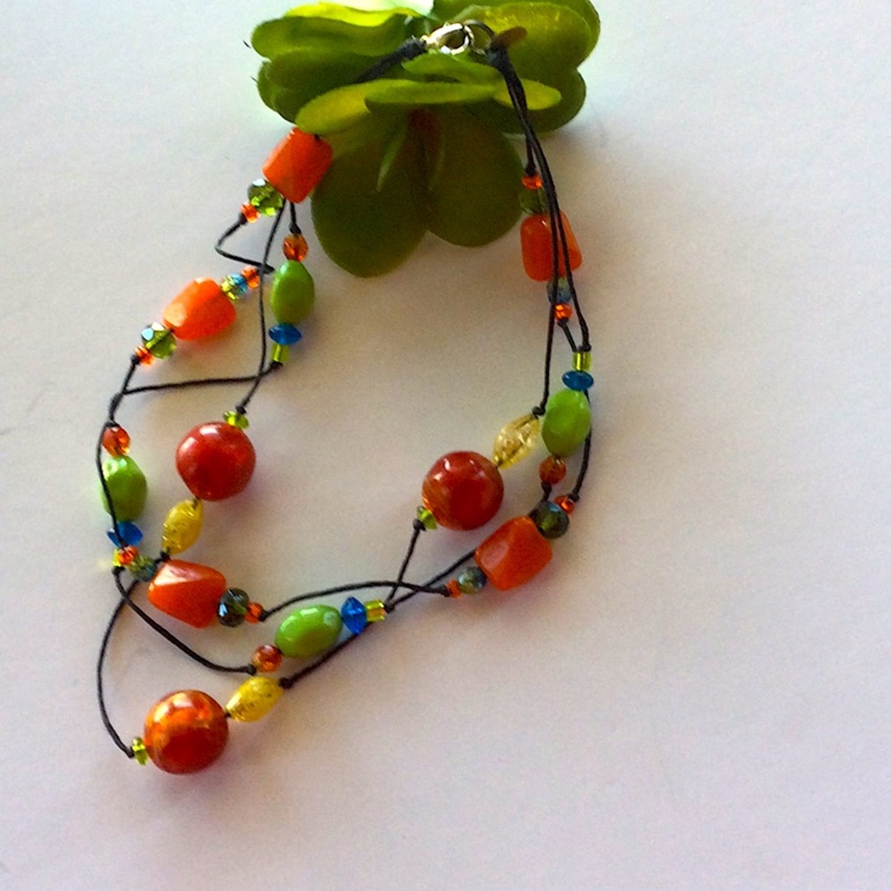 Hand Crafted Unique glass bead necklace